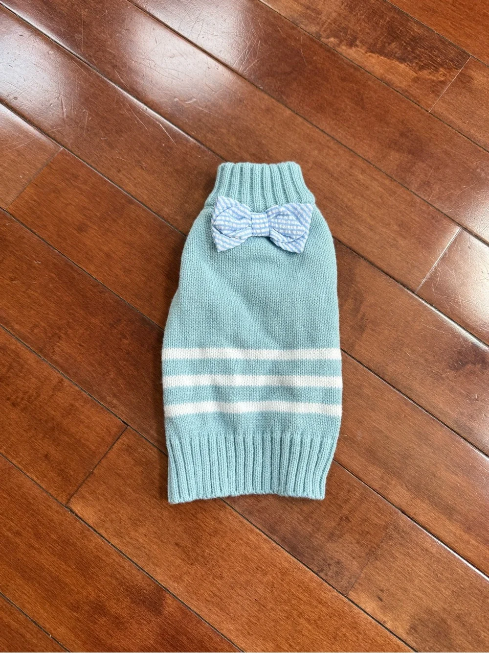 Bone & Co. Dog Light Blue Knit Bow Tie Sweater, size XS